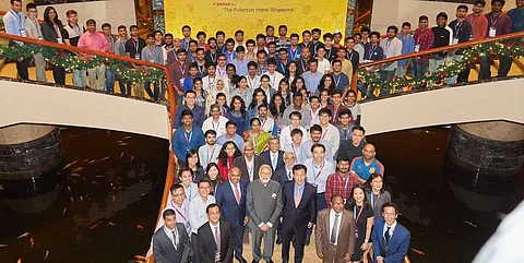 PM Modi with the team at last year's event (Pic: MHRD)