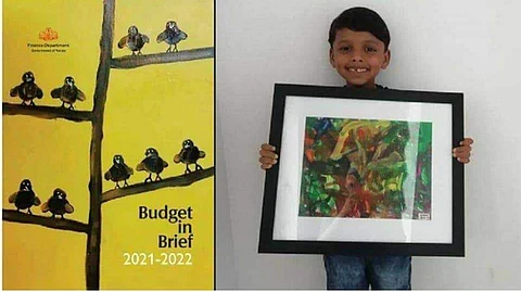 Akku with his paintings (Pic: Facebook)