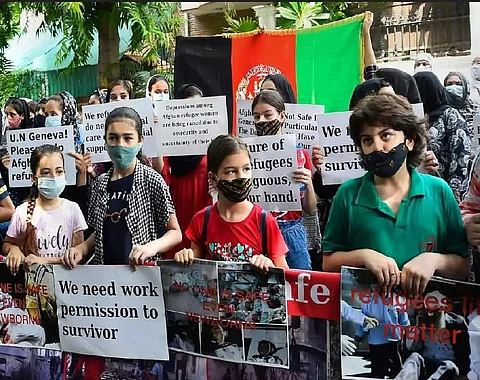 Afghan nationals protest outside UNHRC (File Photo) | Pic: PTI