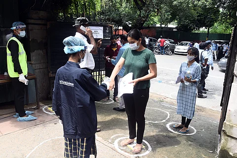 File photo of students appearing for NEET | (Pic: Express)