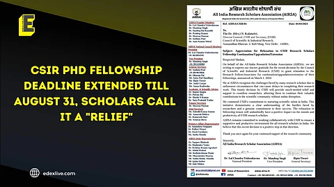 CSIR PhD fellowship deadline extended till August 31 | (Pic Credits: EdexLive)