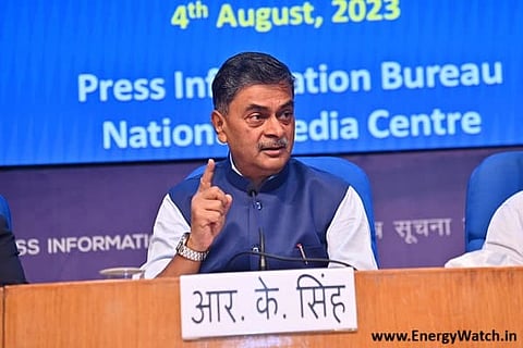 A file photo of Minister for Power and New and Renewable Energy RK Singh