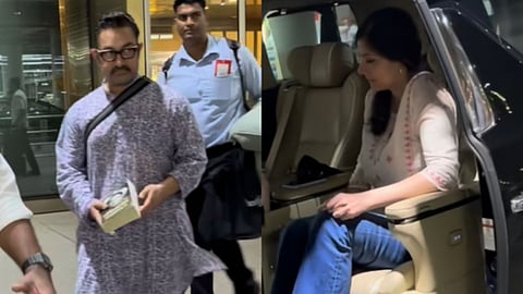 Aamir Khan Spotted With Girlfriend Gauri Spratt at Mumbai Airport; Video Viral