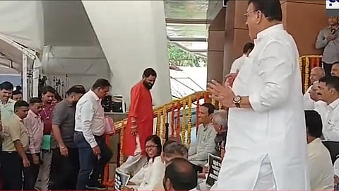 Bharat Gogawale Welcomed in Assembly with "Om Bhat Swaha"; First Anger, Then Laughter — What Exactly Happened?