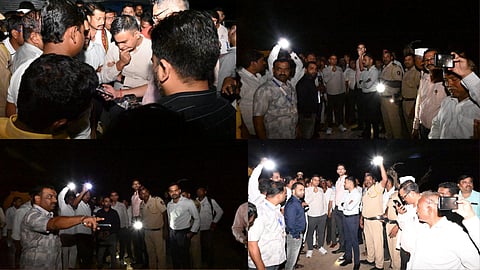Solapur : Mere Show by Central Team in Solapur ! Cruel Mockery of Farmer by Flashing Mobile Torch in the Darkness of Night
