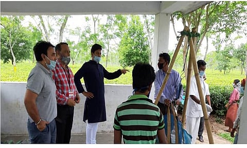 Tezpur MP Pallab Lochan Das visits tea estate, stresses wearing of masks & social distancing