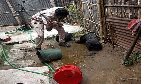 Joint team of Excise and APBn destroyed Illicit liquor at Hailakandi