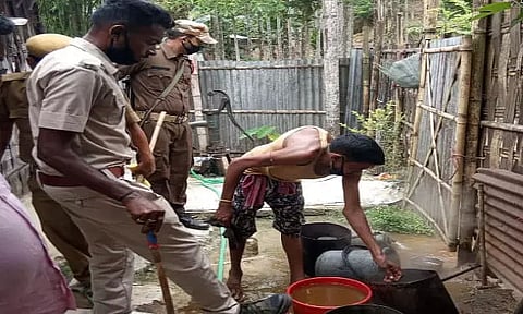 Huge quantity of illicit distilled (ID) liquor destroyed at Hailakandi