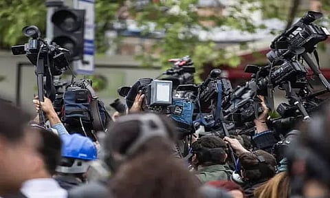 Media persons felicitated with phulam gamosa at Demow Press Club