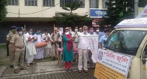 Minister Phani Bhusan Choudhury inaugurated sanitizer van in Bongaigaon