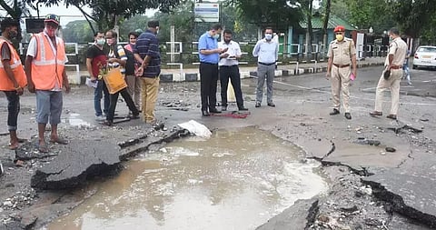 Water pipeline bursts in Latasil, Guwahati