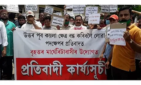 Thousands gather to protest against Coal India Limited's decision in Margherita