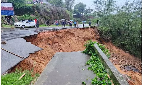 Flash floods damage roads in Baghmara, Meghalaya