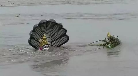 Brahmaputra flowing over danger mark in Guwahati
