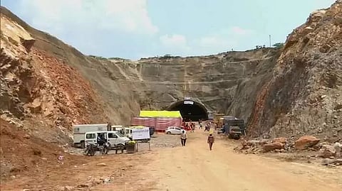 Electrified railway tunnel near Sohna in Haryana