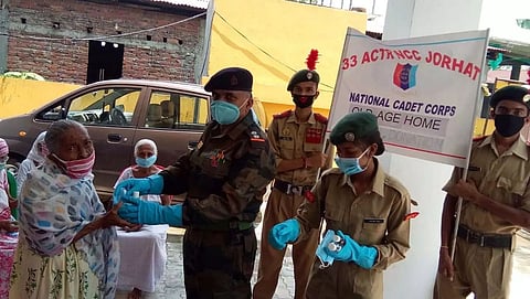 Assam Comp Tech Regt NCC distributed face masks & sanitizers
