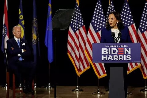 With rebuke of Donald Trump, Kamala Harris debuts on campaign stage