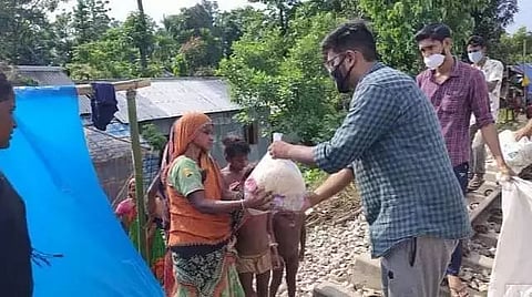 Relief items for flood-hit people distributed by NGO Seva Bharat