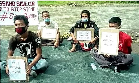 Dima Hasao: Villagers stage sit in protest against extraction of stones from Diyung river