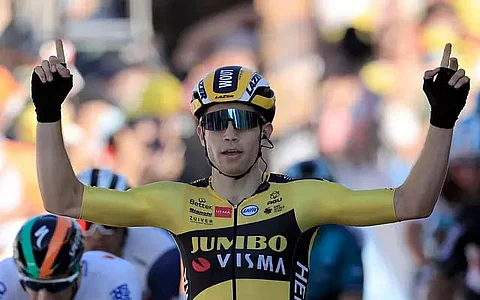Belgian cyclist Wout Van Aert wins Stage 7