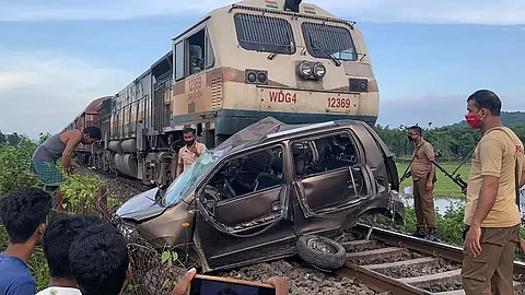 Three dead after train rams into car at Nadiapara Village under Boko PS