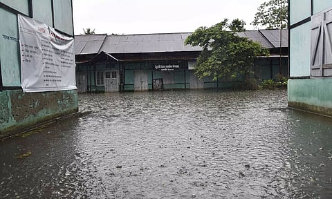 Flash flood in Ulubari Government Higher Secondary School in Guwahati