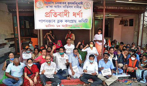Congress stages statewide protest against Farmers Bills