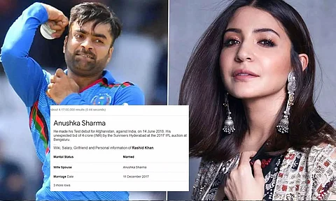 Anushka Sharma is married to Afghani cricketer Rashid Khan? Search engine Google says so