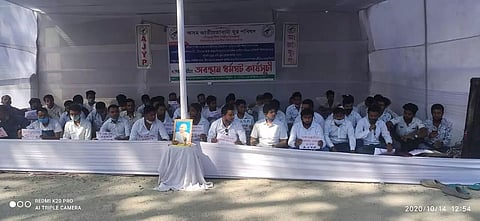 AJYP stages stir demanding mitigation of erosion problem in Lakhimpur