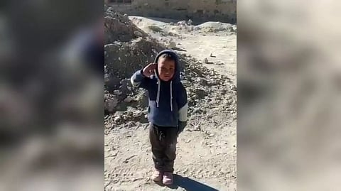 Ladakh boy Namgyal saluting ITBP personnel