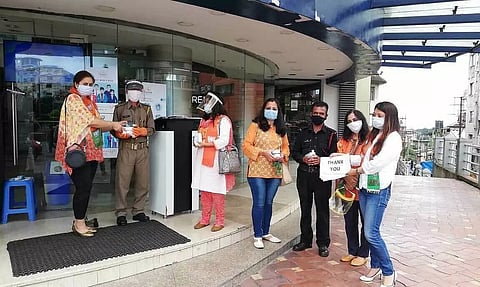 BJP Mahila Morcha distributed face mask, sanitizers in Shillong