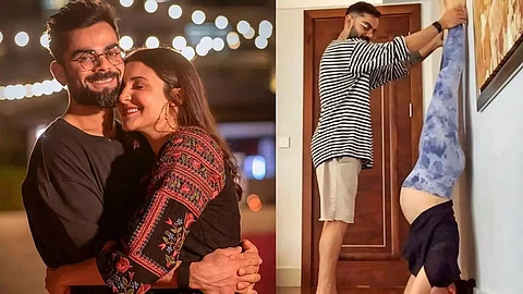 Pregnant Anushka performs Shirshasana with Virat's support