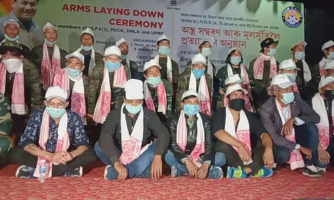 64 militants including ULFA (I) deputy chief Drishti Asom surrenders in Guwahati