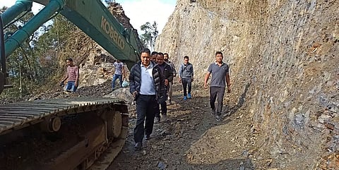 Health Minister Alo Libang inspects PMGSY road construction