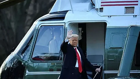 Incredible four years, says Donald Trump before flying off