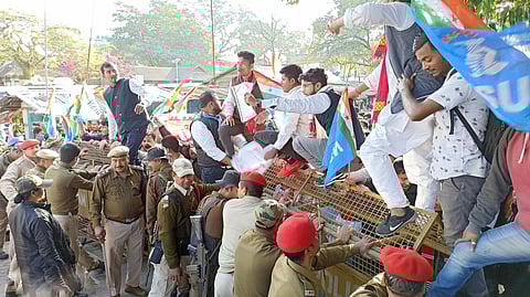 Protest by NSUI against alleged failure of BJP government to resolve crucial issues