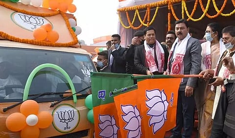 CM Sarbananda Sonowal flags off audio-visual vans at Khanapara in Guwahati