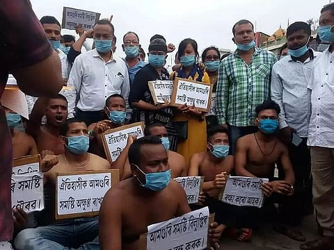 Congress activists protest against delimitation of Amguri constituency