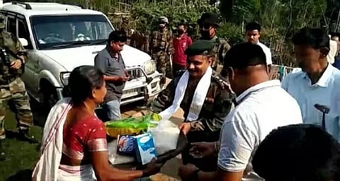 Assam Regiment distributed food Relief among homeless families in Tinsukia