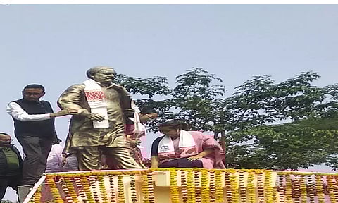 Statue of former Assam Transport Minister Anjan Dutta unveiled at Gaurisagar