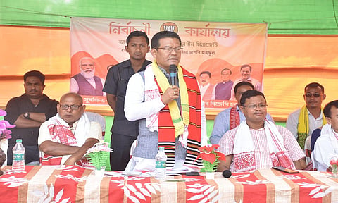 Naba Kumar Doley campaigns in Dhakuakhana Constituency under Lakhimpur district