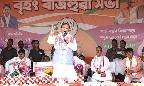 Himanta campaigns for BJP candidate Ashok Singhal in Dhekiajuli