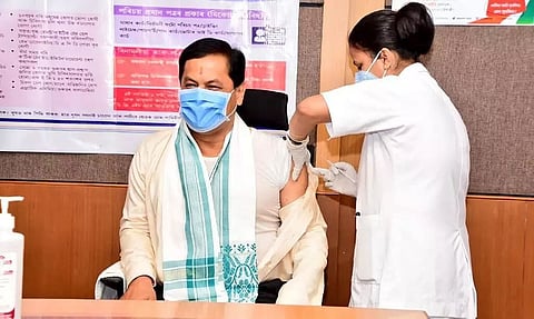 Assam CM Sarbananda Sonowal Takes 1st Shot of COVID-19 Vaccine
