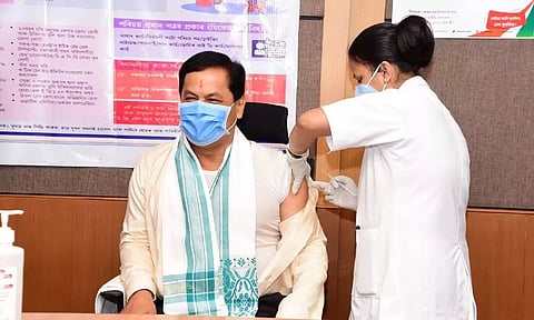 CM Sonowal receives 1st dose of COVID-19 vaccine