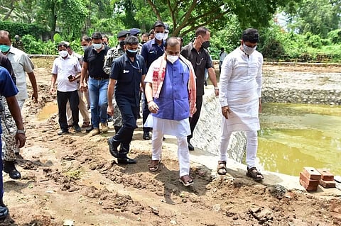 CM Visits Basistha Cremation Ground, Takes Stock of Beautification Project