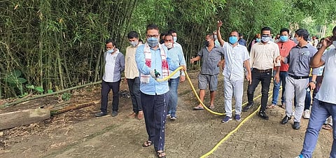 MP Topon Kumar Gogoi Participates in Sanitization Drive in Lahingia Gaon in Sivasagar