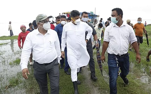WRD Minister Pijush Hazarika Inspects Erosion on North Bank of Brahmaputra River