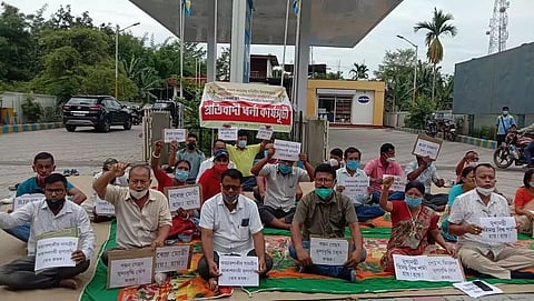 Congress stages protest against sky-rocketing prices of petro-products