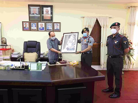 Lieutenant General PC Nair interacts with Mizoram Chief Minister Zoramthanga