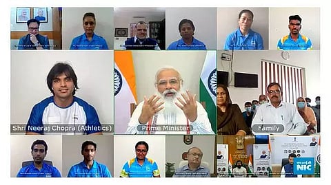 PM interacts with Indian athletes' contingent bound for Tokyo Olympics